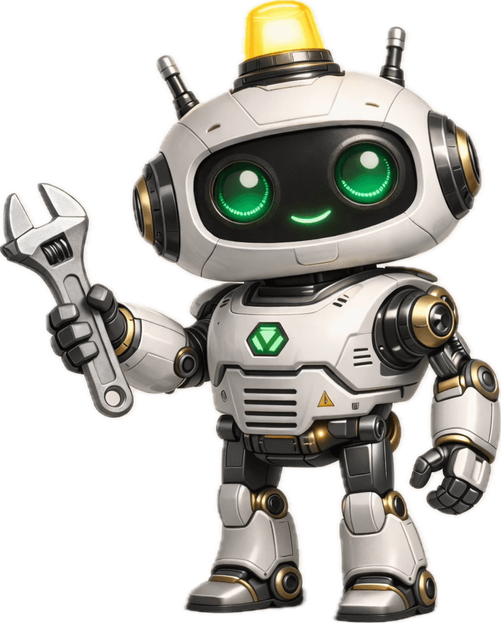 Tink robot mascot holding a wrench